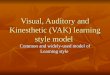 Visual, auditory and kinesthetic (vak) Model of Learning