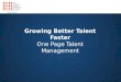 One Page Talent Management and the 4 + 2 Model of Talent Manager Excellences