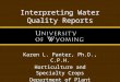Interpreting Water Quality Reports