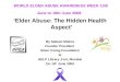 Elder Abuse The Hidden Health Aspect