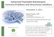 Advanced Charitable Brainteasers:  Common Problems and Uncommon Solutions