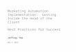 Setting Your Clients Up for Success with Marketing Automation – Best Practices