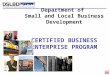 DoingBusiness2.0 Presentation: DSLBD Certified Business Enterprise Program