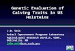 Genetic Evaluation of Calving Traits in US Holsteins