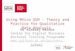 Using NVivo QSR Theory and Practice for Qualitative Data Analysis in a PhD