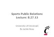 UC Sports PR Class #1 lecture, 8 27