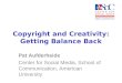 Copyright and Creativity: Getting Balance Back