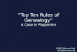 "Top Ten Rules of Genealogy": A Case in Plagiarism