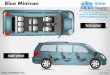 Blue minivan top view powerpoint ppt slides