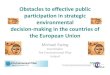 Obstacles to effective public participation in strategic environmental decision making
