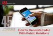 Generate Sales with PR- Webinar