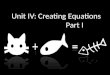 Creating Equations (Part I)