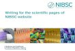 Writing for the scientific pages of NIBSC website