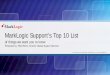 MLW 2014 Lightning Talk - Top 10 from MarkLogic Support