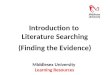 Health Promotion Introduction To Literature Searching