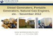 Diesel Generators, Portable Generators, Natural Gas Engines, etc. - November 2012