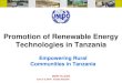 Arusha | Jun-14 | Promotion of Renewable Energy Technologies in Tanzania