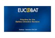 EUCOBAT PRESENTS PRIORITIES FOR BATTERIES DIRECTIVE REVIEW AT ICBR