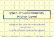 Types of Government - Higher Level