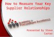 How to measure your key supplier relationships