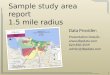 Sample study area report 1.5 mi. radius, US census data, demographics, commercial real estate presentation