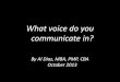 What voice do you communicate in?   By Al Diaz