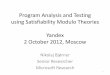 Николай Бьернер «Program Analysis and Testing using Efficient Satisfiability Modulo Theories Solvers»