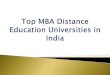 Top Distance MBA Universities in India