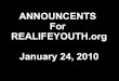 Youth  Announcements 1-24-2010
