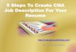 5 steps to create CNA job description for Your Resume