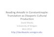Reading Amadís in Constantinople: Translation as Diasporic Cultural Production
