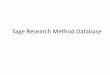Sage Research Method Online