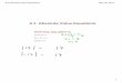 6.3 Absolute Value Equations