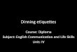 Diploma Sem II Unit IV Dining Etiquettes