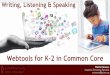 Web Tools for K-2 in Common Core Day 1: Writing, Listening & Speaking