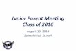 Junior parent meeting aug 2014
