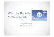 Whither benefits management, Wednesday 21st March 2015