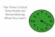 The three critical time points for memorizing