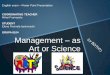 Management – as art or science