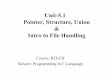 Btech 1 pic u-5 pointer, structure ,union and intro to file handling