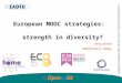 European mooc strategies: strength in diversity