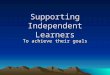 Supporting Independent Learners