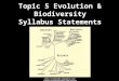 5 evolution & biodiversity syllabus statements