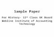 Sample paper for history  12th class uk board