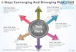 6 steps converging and diverging flow chart circular layout diagram power point slides