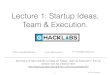 Lecture 1: Startup Ideas, Team & Execution