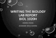 Lab Report Workshop - BIOL 1020H - Oct 2014