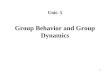 Unit 5 Group Behavior & Group Dynamics ,Team Effectiveness 27.9.13