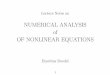 Numberical Analysis of Nonlinear Equations