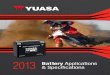 Yuasa Battery Guide Specs 2013